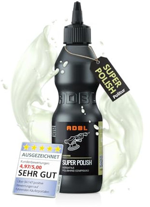 ADBL Super Polish (200 ml) – pulido fino para una corrección perfecta de la pintura – Elimina arañazos hasta P2000, hologramas y oxidación – a base de agua, sin siliconas ni rellenos, corte medio