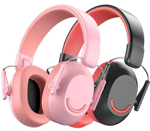 Link Dream Ear Protection Ear Muffs for Kids Toddler Noise Cancelling Reduction SNR 30dB for Show, Concert, Events, Fireworks (Black+Pink)