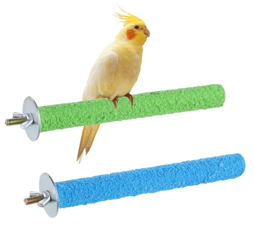Parakeet Bird Perches for Cage, 2Pcs Wood Parrot Stand Cage Accessories Colorful Natural Wooden Stick Paw Grinding Rough-surfaced Chew for Parakeet Cockatiel Conure Budgies Lovebird (Random Color)