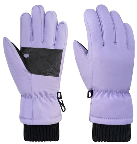 ehsbuy Guantes de invierno para niños Guantes de esquí impermeables Guantes de nieve a prueba de viento Guantes térmicos cálidos de vellón para niños y niñas Snowboard Deportes al aire libre