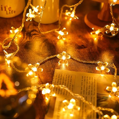 CHENBOOW Lumineuse LED en Fleurs de Cerisier,20 LED Guirlande de Fleurs Artificielles 3M,Chaîne Lumineuse Led,Guirlandes Lumineuses D'intérieur,pour Jardin,Mariage,Terrasse,Décoration printanière