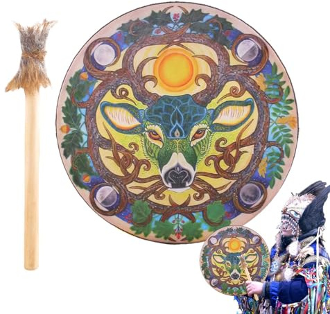 Shaman Trumma – Shaman Handtrumma Med Klubbor | Siberian Drum Spirit Music | Symbol - Soul Present För Tool Musikälskare, Handgjord Träram