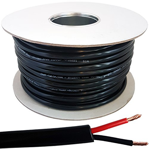 Utomhusklassad OXYGEN FREE COPPER (OFC) högtalarkabeltråd x 1,5 mm² x 2 kärna, dubbelisolerad, gelfylld strängad flexrulle – perfekt för Hi-Fi med låg impedans och 100 V högtalare, förstärkare