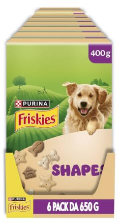 PURINA FRISKIES Shapes Snack per Cani Adulti Biscotti con Aggiunta di Vitamine 8 Confezioni da 400g