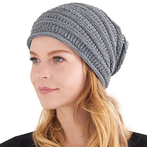CHARM Berretto Maglia Estivo Leggero Lungo - Slouch Cotone Hipster Beanie Cappello Chimio Grigio