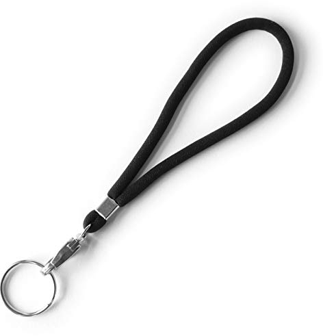 trage.band® kurzes Handgelenk-Trageband mit Haken und Ring, schwarz