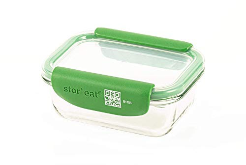 mastrad - Boîte de Conservation Alimentaire Connectée Stor'Eat - Verre Borosilicate Résistant - Sans BPA - 370 ml