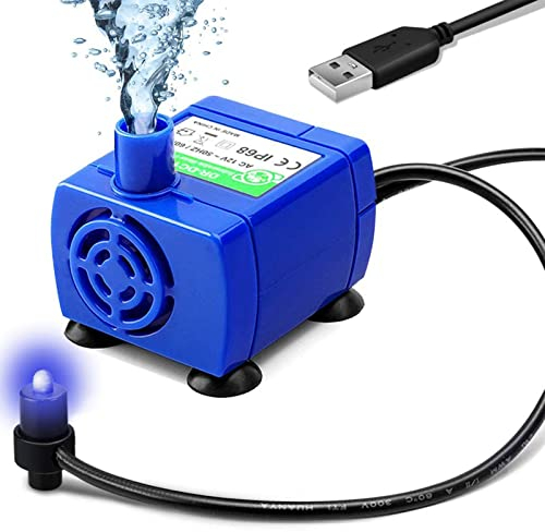 Ewilibe Pompa per fontana per gatti pompa di ricambio per gatti Acciai Inossidabili con luce a LED