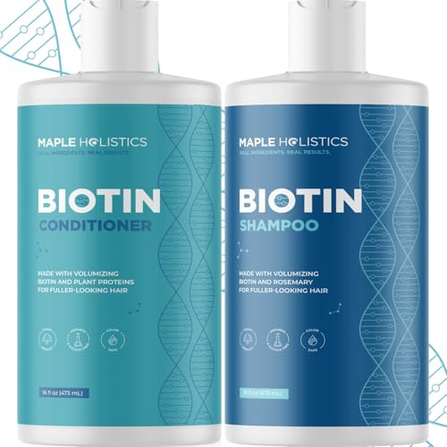 Biotin schampo och balsam Loss Treatment for Thinning Hair Follicle stimulator för fylligare hårväxt – återhämtar skadat hår från naturlig jojobaolja, arganolja