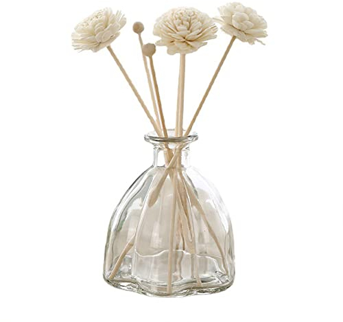 LIBOOI Refillable Clear Glass Diffuser Bottle Aromatherapy Jar Container Fragrance Accessories Use for DIY Replacement Reed Diffuser Sets Essential Oils Craft Decor