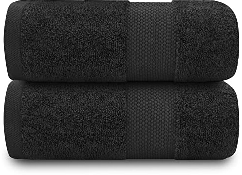 GC GAVENO CAVAILIA Extra Large Bath Sheet 2 Piece - 700 gsm Hotel Quality Egyptian Cotton Extra Large Towels 100X 180 Cm - Extra Soft Bathroom Towel - Black