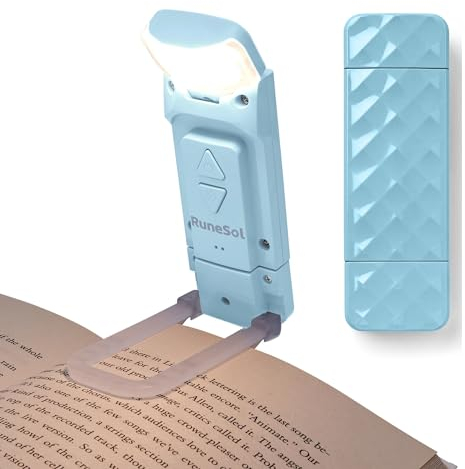 Runesol Luce per Lettura Libri a Letto Ricaricabile USB, 5 LED Lampada da Lettura per Libro Notturna, 80h Portatile Booklight con Clip, Idea per gli amanti dei libri, Viaggi, Bambini x Blu