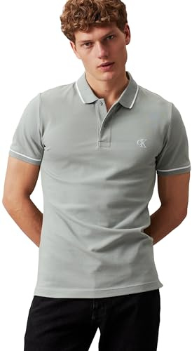 Calvin Klein Jeans Polo Manches Courtes Homme Slim Fit, Gris (Slate Gray), XS