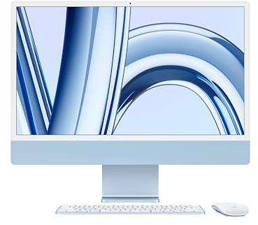 Apple 2023 iMac All-in-One Desktop-Computer mit M3 Chip: 8-Core CPU, 8-Core GPU, 24 4.5K Retina Display, 8 GB gemeinsamer Arbeitsspeicher, 256 GB SSD Speicher, passendes Zubehör. Blau