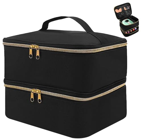 ADERTOS Trousse de Maquillage Organisateur de Vernis à Ongles Sac de Rangement pour Vernis à Ongles Etui à Vernis à Ongles Rangement Onglerie Malette Manucure Double Couche pour Fournitures d'Ongles