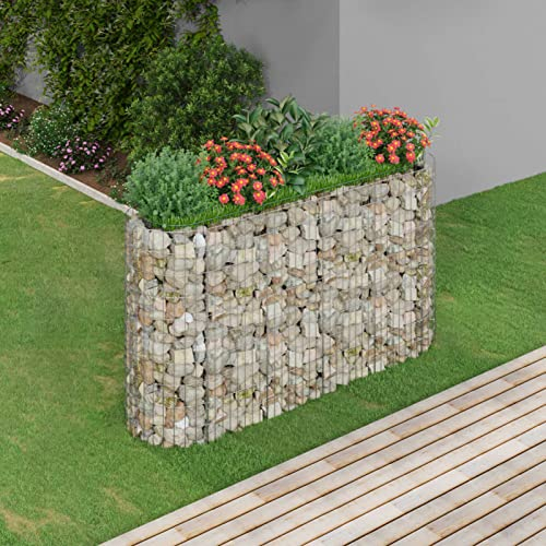 Chaduof Gabionen-Hochbeet, Kräuterspirale, Hochbeet Im Garten, Pflanzkübel, Pflanzsteine, Verzinktes Eisen 190x50x100 cm