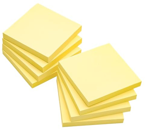 AiTodos® - 800 foglietti adesivi da 76 x 76 mm, 100 fogli/blocchetto, foglietti adesivi gialli, facili da scrivere, riposizionabili, per scuola, casa, ufficio