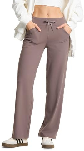 Yogipace Women's Petite/Regular/Tall Wide Leg Yoga Pants with Pockets Lightweight Drawstring Relaxed Fit Lounge Sweatpants