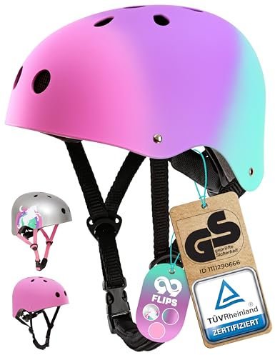 99FLIPS Skaterhelm Kinder - Skaterhelm Kinder - Fahrrad Helm Kind - Fahrradhelm Mädchen - Größe S/M Tricolor