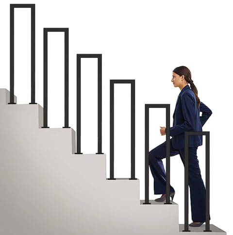 Main courante en acier inoxydable pour villa, balcon, couloir, appartement, rampe d'escalier en forme de U, gain de place, installation facile, noir (35 x 20)