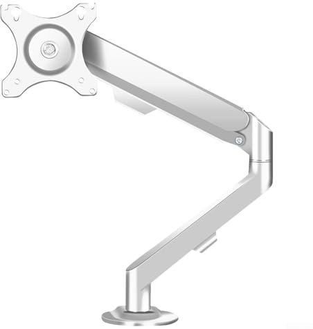 Basics Einzelner Monitorständer, Bracwiser Einzelmonitorarme, tragbarer Computerständer, für die meisten 17-27-Zoll-Bildschirme, verstellbare Höhe (Weiß)