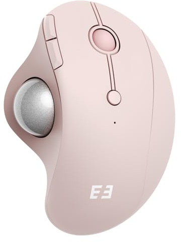 seenda Wireless Trackball Mouse, Bluetooth Ergonomic Rollerball Mouse, Rechargeable Multi Devices USB/Bluetooth Connection Thumb Control Compatible for Mac/Android/Windows Computers, Rose Pink