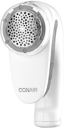Conair CLS2XE - Eliminador de Pelusas, afeitadora antibulos Recargable para Ropa y Tejidos, Mango ergonómico, Cabeza Ancha, Color Blanco