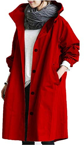 Trenchcoat dam lång med huva, vinterrock dam varm övergångsjacka mode utomhusjacka med fickor vindjacka enfärgad vinterjacka casual damkappa överdimensionerad kappa medellång kappa med huva