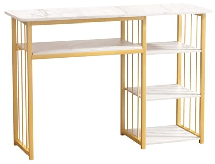 Estación de Mesa de manicura Compact Salon Nail with Marble Top Multishelf para Profesionales de la Belleza Escritorio Sconstruction Nail Tech para spas y Salones