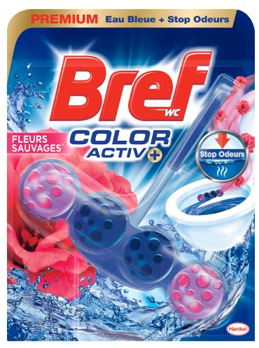 Bref WC Color Activ+ Fleurs sauvages – Produit Nettoyant WC – Anti calcaire - Mousse Nettoyante - Fraîcheur intense - Anti-saleté - 4 Elements Actifs 1 Bloc WC (50g)