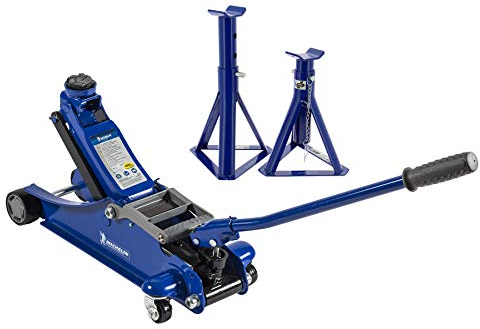 MICHELIN Kit Leva : Cric Idraulico a Carrello 1,8T + 2 Cavalletti fissi portata 2T