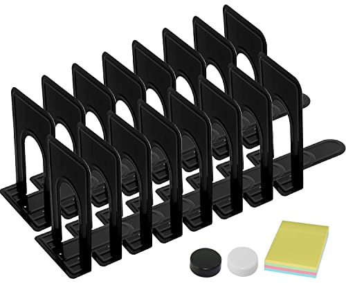 DARUITE Buchstütze Buchstützen Metall Bücherhalter Bücherstützen Bücherständer Book Holder Bücherregal Kinder, Bücherstütze für DVDs, Büro, Schule, Bibliothek (Schwarz 8 Paar,126 x 147 x 170 mm)