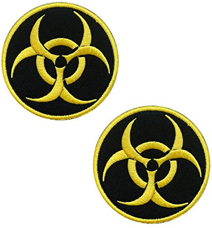 2 stycken taktiska biofaror, emblem, lappar med stängning, militära lappar, band för taktisk Airsoft Cosplay paintball, kläder, ryggsäck, uniform, väst, hundsele