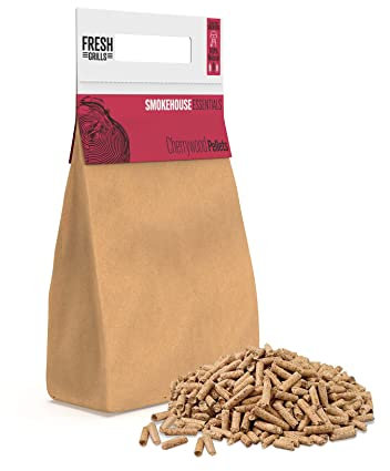 Färska grillar träpellets för grillning, träbränd pizzaugn, kamado och utomhusrökare, träflisor med hög energi 1,5 kg till 18 kg (körsbärsträ, 6 kg) (FG Pell 1)