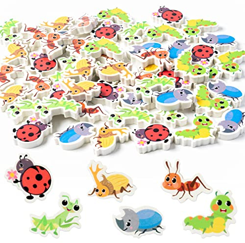 ANGOLIO 60Pcs Mini Eraser for Kids Bulk Insects Assorted Spring Pencil Eraser Cute Puzzle Erasers Desk Pet Classroom Prizes Student Back to School Supplies Homework Rewards Gift Filling Party Favors