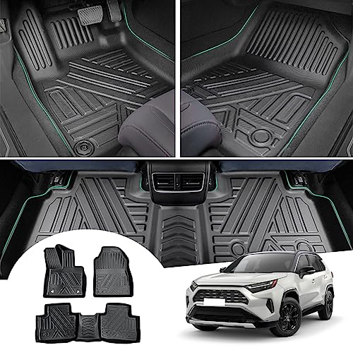 GAFAT Toyot-a RAV4 XA50/Hybrid HEV 2019–2024 2025 Golvmattor, RAV4 2023 Golvmattor Gummimattor Original, 3D-Kanna TPE Extra Hög Kant 6–10 CM, Kompatibel med Toyota RAV4 Tillbehör [TPE]