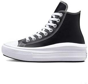 CONVERSE Damen Chuck Taylor All Star Move Platform FOUNDATIONAL Leather Sneaker, Schwarz Weiß Weiß, 38 EU