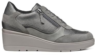 Geox Scarpe da Ginnastica da Donna D Ilde A, Grigio Scuro, 38 EU