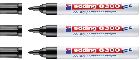 Edding Permanent-Marker 8300, schwarz, runde Spitze, 1,5-3 mm, 3 Stück
