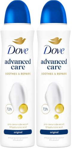 Dove Advanced Care Original Anti-perspirant Deodorant Spray with Triple Moisturising technology aerosol for 72 hour protection 150 ml (Pack of 2)