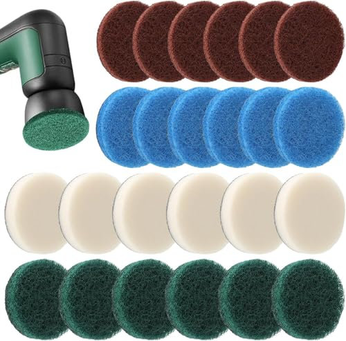 Akku Reinigungsbürste Pad, Reinigung-pad Zubehör, Elektrische Reinigungsbürste Kompatibel, für Universal, Reinigungsbürste Pads Elektrische Reinigungsbürste,24 Stück,4 Farben Aufsatz