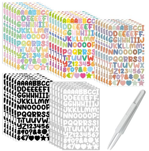 30 Blätter Selbstklebende Buchstaben Aufkleber Vinyl Klebebuchstaben Wetterfest Alphabet Aufkleber Selbstklebende Buchstaben Nummern Aufklebere mit 1 Stück Pinzette für DIY Scrapbook Grußkarte-1