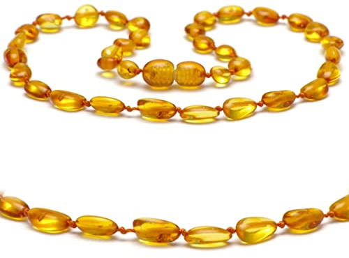 Collana in ambra del Baltico autentica – Gioielli naturali per donne, uomini e tutta la famiglia – Collana di pietre preziose e portafortuna – Vero gioiello in ambra – Piccoli regali di Natale, 40 CM