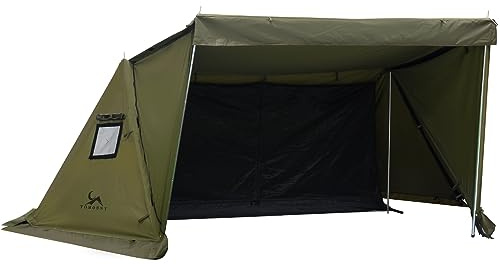 TOMOUNT Solozelt Baumwolle 1 Person Minilite Unterschlupfzelt mit Innerzelt und Ofenloch für Zeltofen 4 Jahrzeit Campingzelt für Outdoor, Camping, Wandern, Trekking