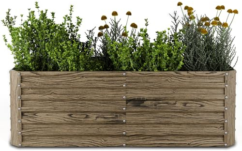 blumfeldt High Grow Straight - Aiuola Rialzata da 972L in Acciaio Zincato Resistente, Design Ergonomico per Fiori, Erbe & Ortaggi, Fioriera Rialzata da Esterno con Fondo Aperto & Montaggio Facile