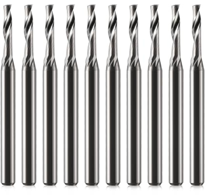 EU_HOZLY fräs 3,175 mm axel ett spår CNC-fräs bits för aluminium 3,175 mm skaft, 10 mm skärlängd, 38 mm total längd, cnc fräs aluminium, cnc-fräs 10 stycken (2 x 10 x 38)