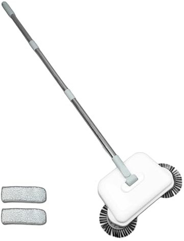 2-in-1 Handkehrmaschine Kehrbesen, 360° drehbare Handkehrmaschine Teppich Kehrmaschine mit verstellbarem Griff Cyclone Sweeper für das Kehren zu Hause im Innen- und Außenbereich