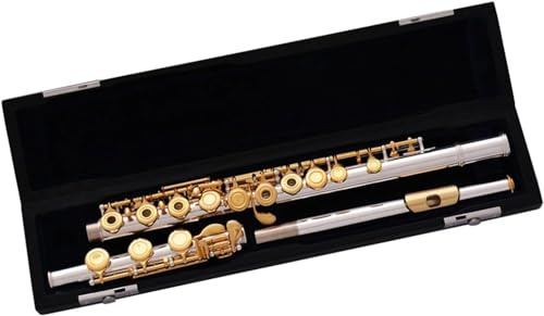 LABLADUO Flöjter, Flöjter Musikinstrument Silverkropp med guldpläterade tangenter Flöjt C-ton fot B 17 öppet hål delad nyckel E förskjuten G