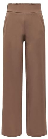 JDY Jdylouisville Catia Life WD PNT JRS Noos Pantalon pour Femme avec Taille Haute et Jambe Large, Cacao Nibs, M / 30L