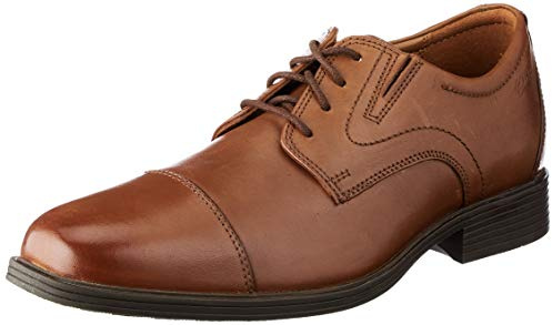 Clarks Whiddon cap, Oxford Uomo, Pelle Marrone Scuro, 41 EU